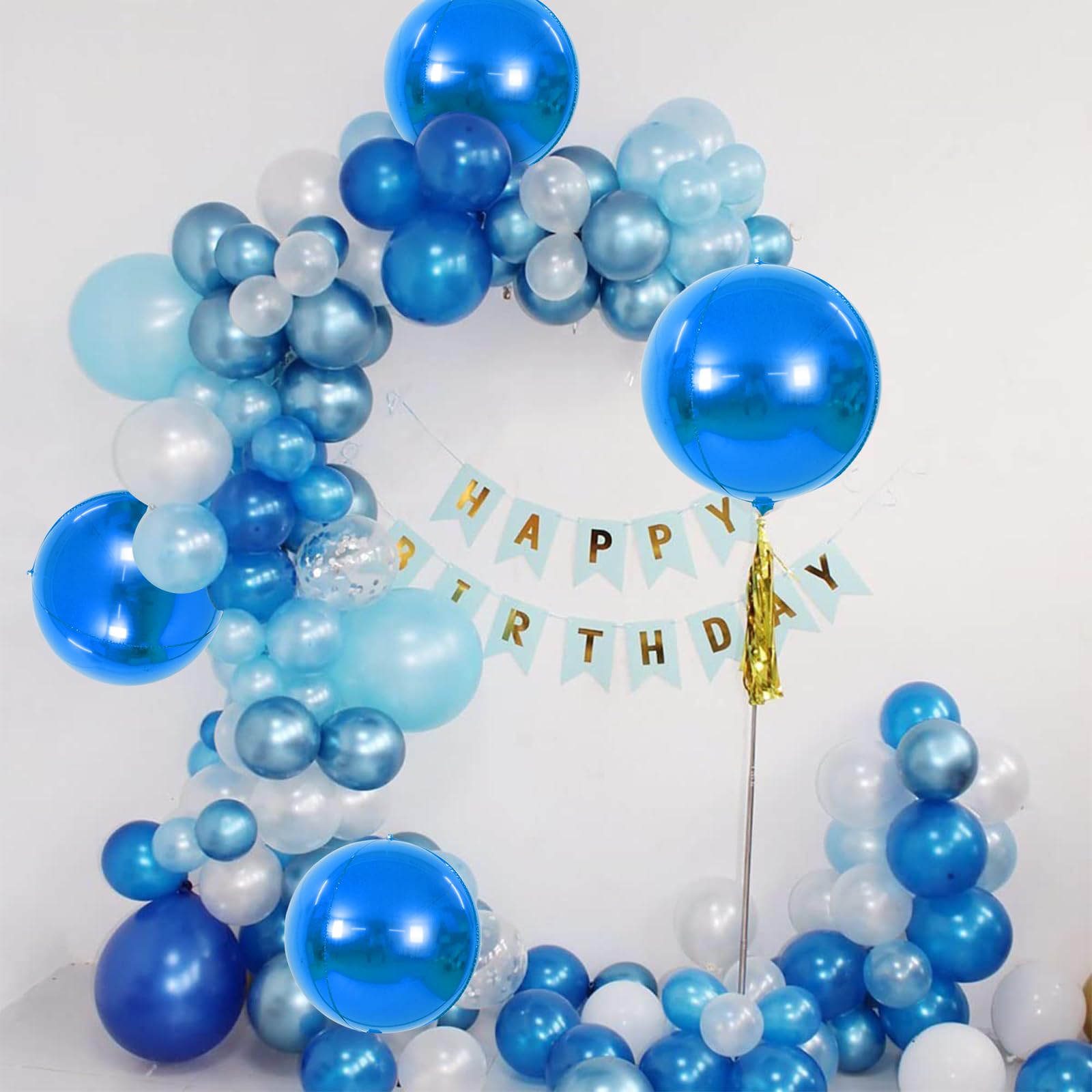 TONIFUL 8Pcs Blue 22-Inch 4D Foil Balloons | Giant Mirror Sephere Mylar Decor