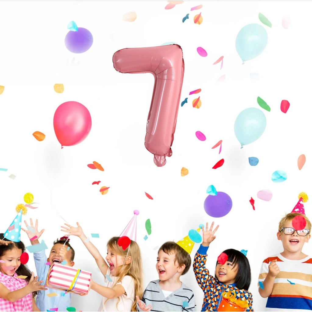 TONIFUL 16-Inch Light Pink Number Balloons (0-9) – 10 Pcs Foil Party Decor