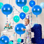 TONIFUL 8Pcs Blue 22-Inch 4D Foil Balloons | Giant Mirror Sephere Mylar Decor