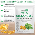Tooffi Organic Oil of Oregano Softgels – 2-in-1 with Black Seed Oil, 6000mg + 200mg, 120 Softgels