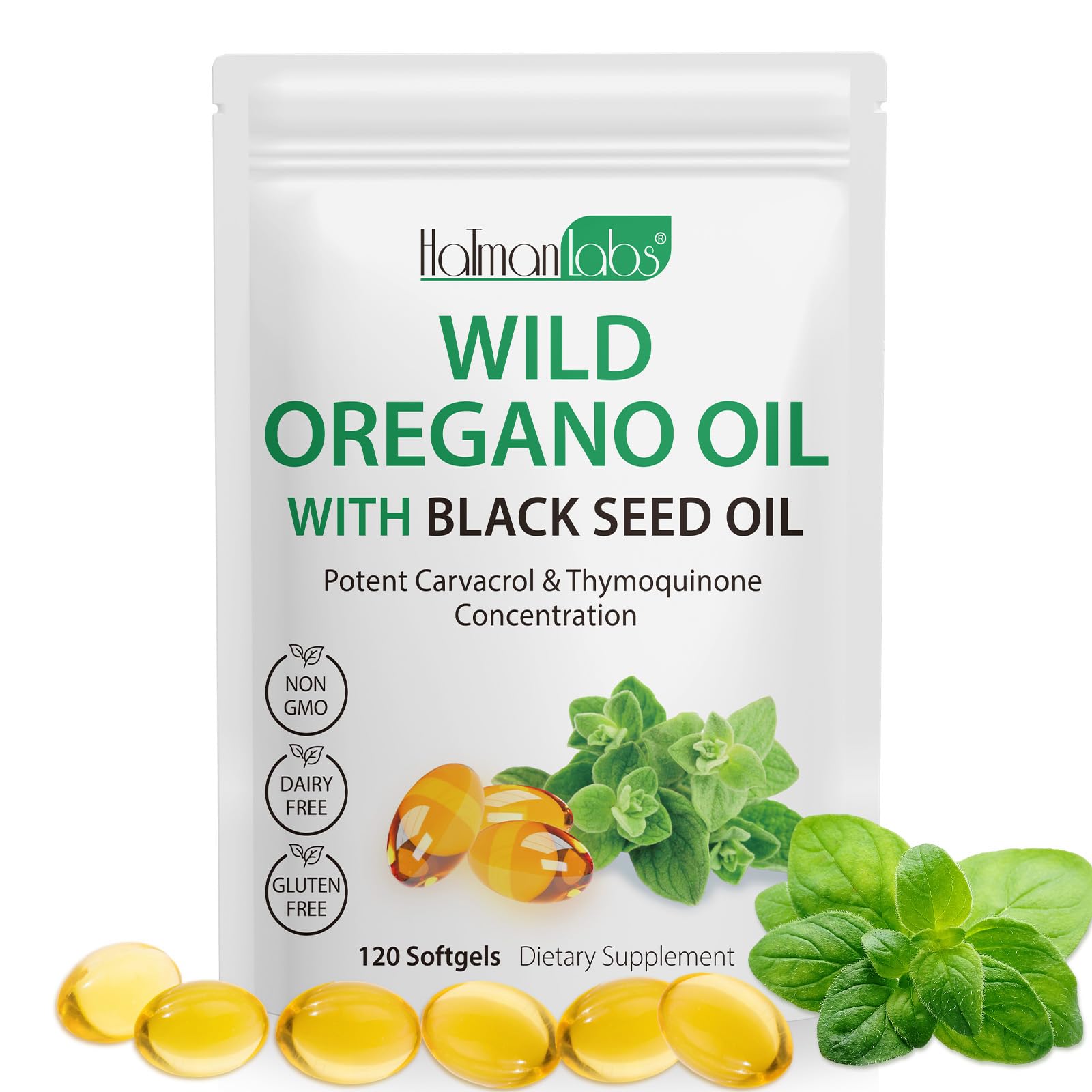 Tooffi Organic Oil of Oregano Softgels – 2-in-1 with Black Seed Oil, 6000mg + 200mg, 120 Softgels