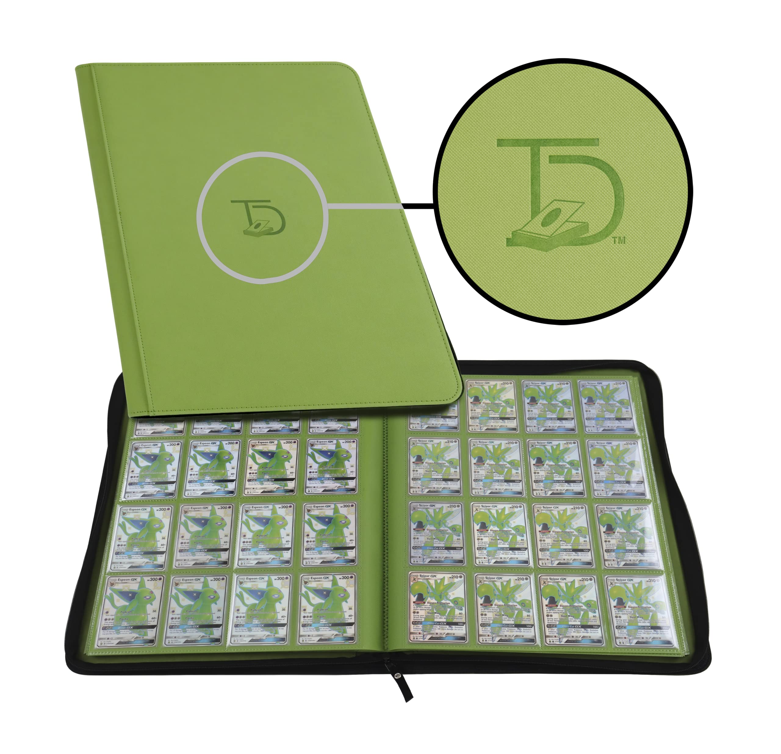 TopDeck 1000 Card Binder - Green, 16-Pocket Side-Loading Ringless Binder for Pokemon, Yu-Gi-Oh, MTG