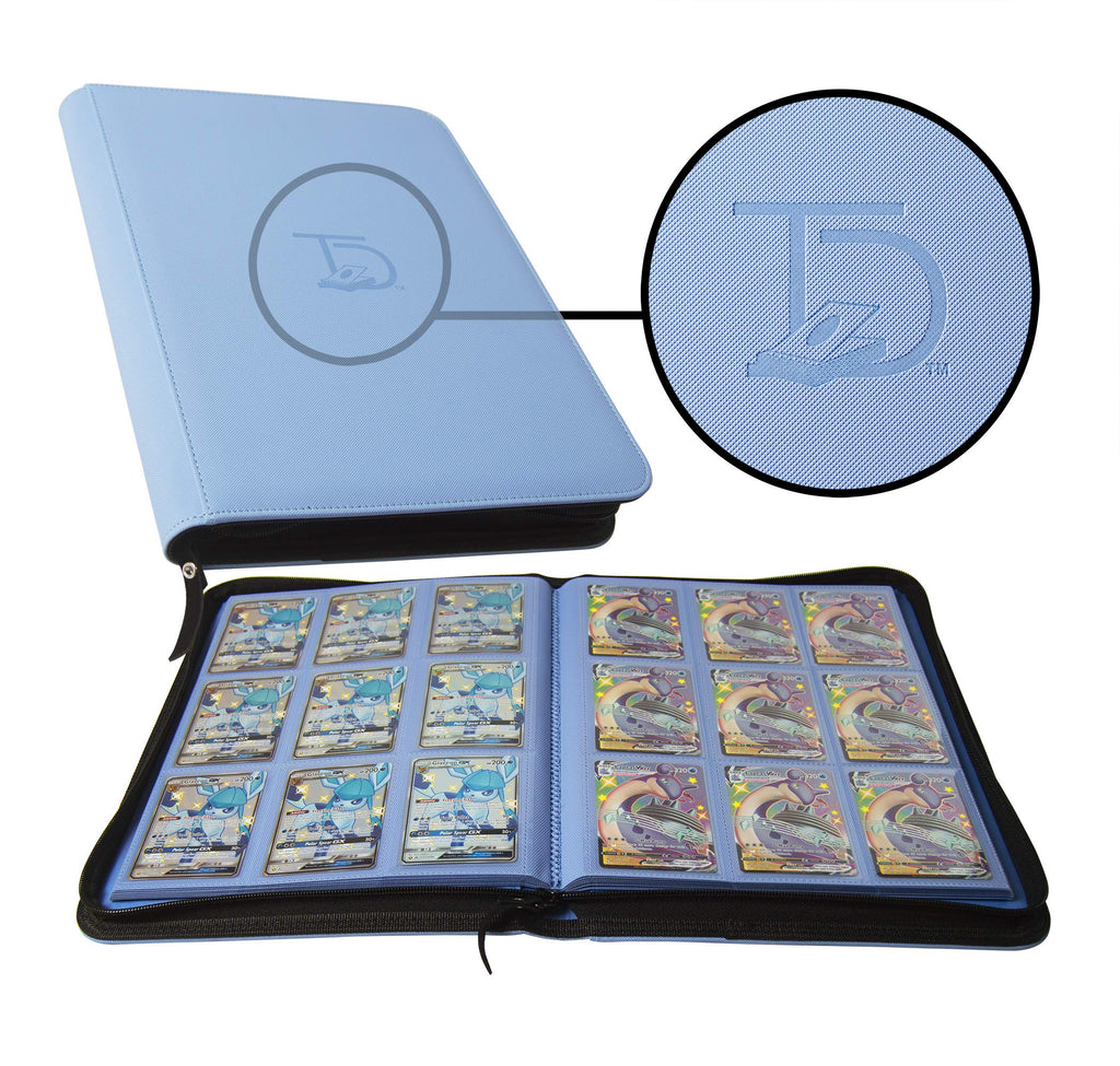 TopDeck 500 Card Ringless Zip Binder Pro – 9-Pocket TCG Binder (Blue) for Pokemon, Yu-Gi-Oh, MTG