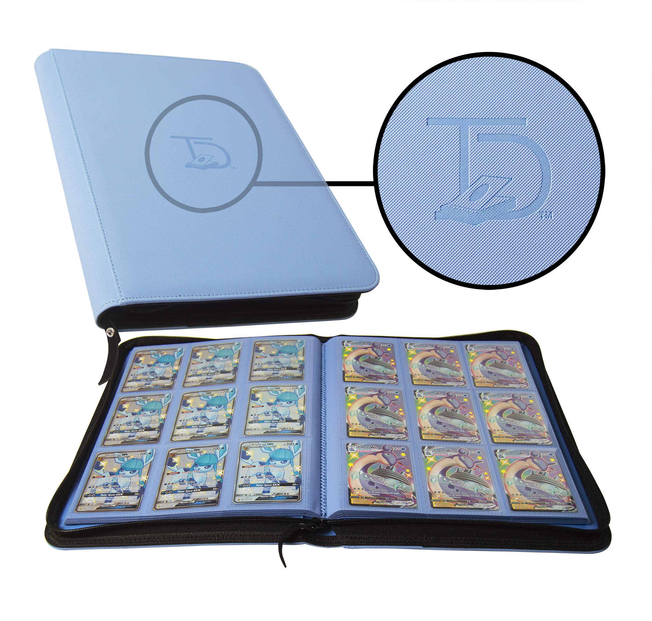 TopDeck 500 Card Ringless Zip Binder Pro – 9-Pocket TCG Binder (Blue) for Pokemon, Yu-Gi-Oh, MTG