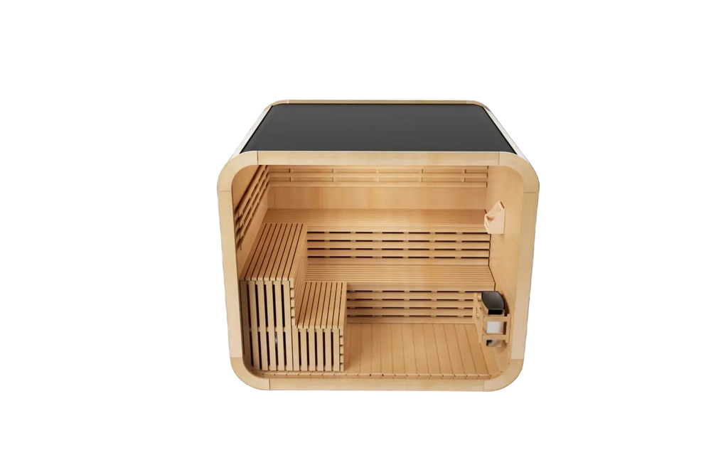 KOVE Cube Sauna 5–6 Person Outdoor Sauna – Premium Spruce Wood, 8kW Harvia Heater, Modern Cube Design