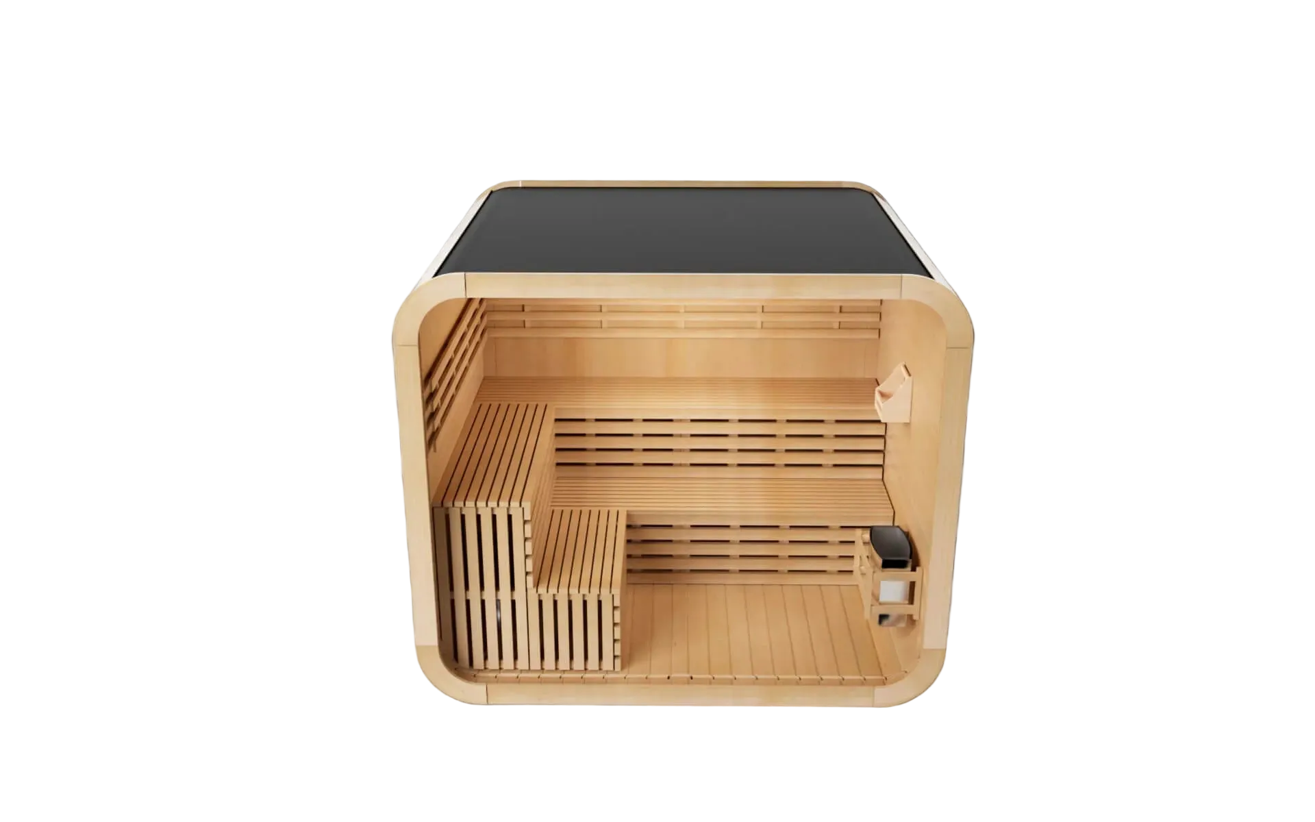 KOVE Cube Sauna 5–6 Person Outdoor Sauna – Premium Spruce Wood, 8kW Harvia Heater, Modern Cube Design