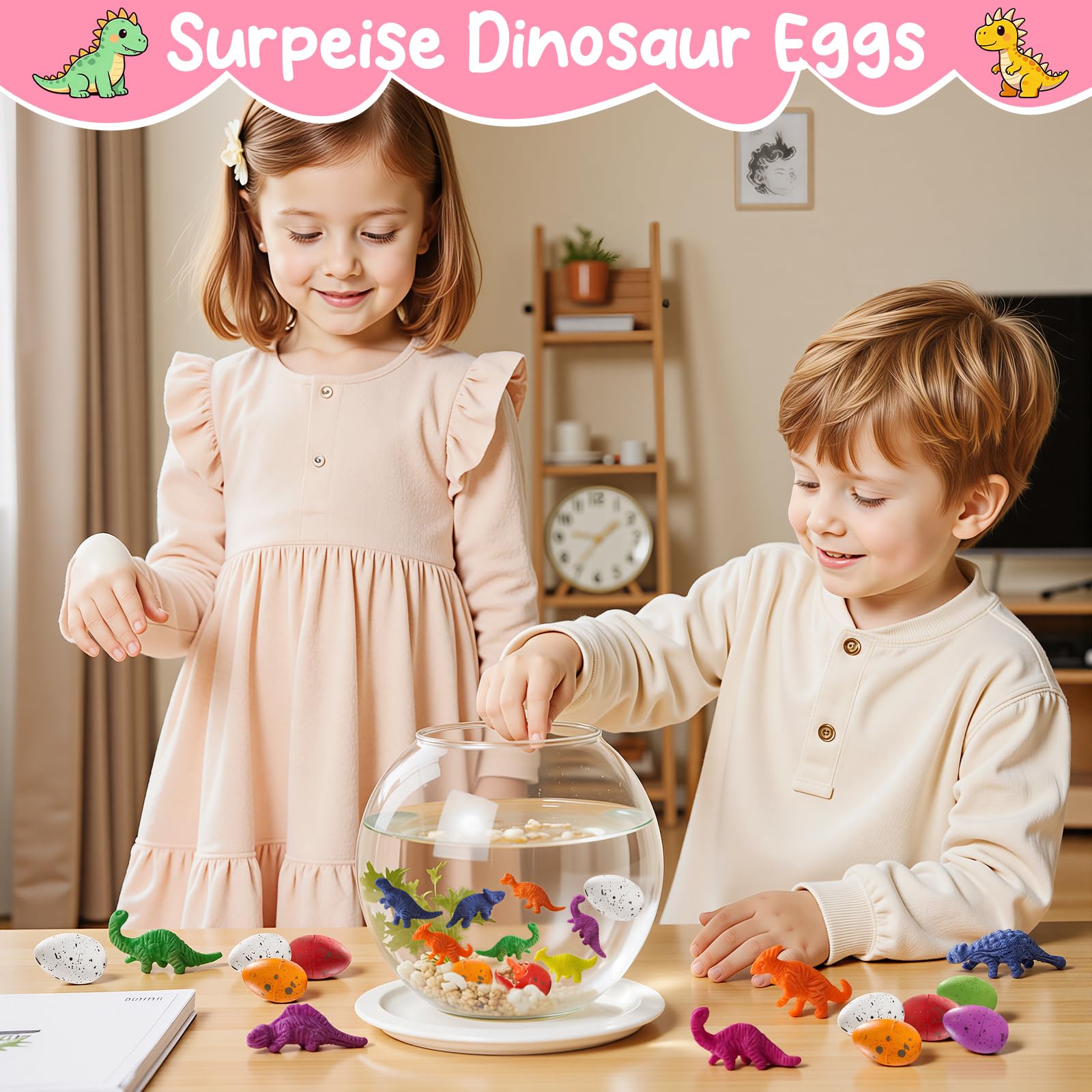 TORONTOKYO 28-Pack Hatching Dino Eggs with Valentines Cards for Kids – Classroom Favors & Party Gifts