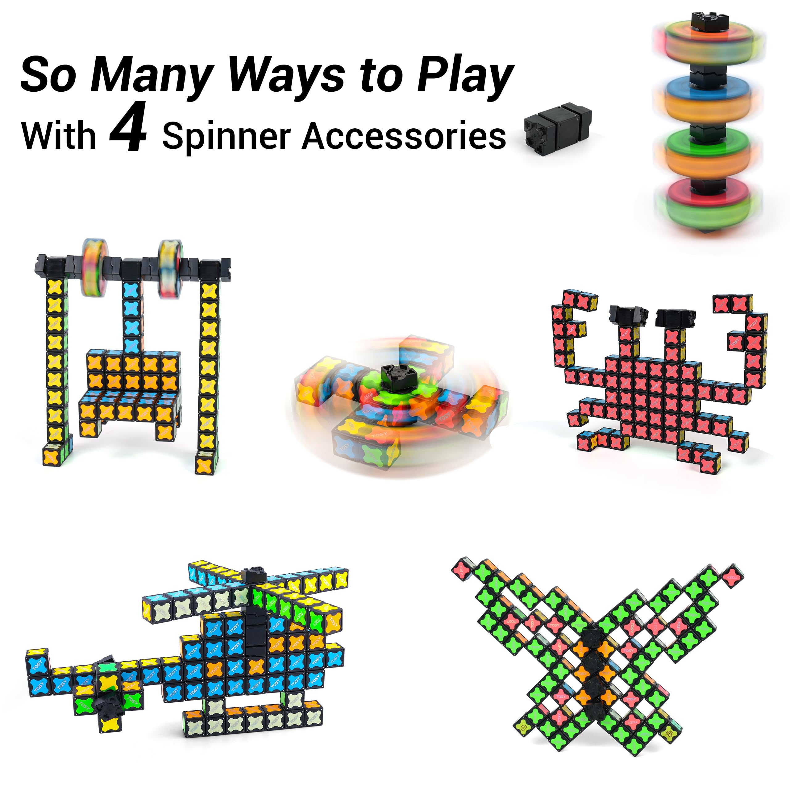TOSY Magnet Cube 4x4 – 560 Magnets, 70 Blocks, Glow-in-the-Dark STEM Toy & Transformable Fidget Spinner