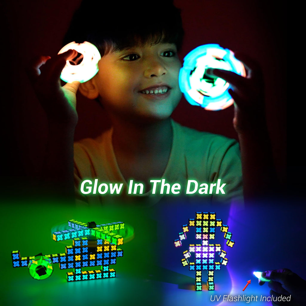 TOSY Magnet Cube 4x4 – 560 Magnets, 70 Blocks, Glow-in-the-Dark STEM Toy & Transformable Fidget Spinner