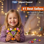 TOSY Magnet Pyramid Glow - 1 Cube to 1 Billion Shapes, 243 Magnets, Glowing Holographic STEM Puzzle Toy (3-pack)