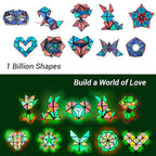 TOSY Magnet Pyramid Glow - 1 Cube to 1 Billion Shapes, 243 Magnets, Glowing Holographic STEM Puzzle Toy (3-pack)
