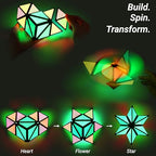TOSY Magnet Pyramid Glow - 1 Cube to 1 Billion Shapes, 243 Magnets, Glowing Holographic STEM Puzzle Toy (3-pack)