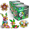 TOSY Magnet Pyramid Glow - 1 Cube to 1 Billion Shapes, 243 Magnets, Glowing Holographic STEM Puzzle Toy (3-pack)