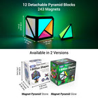 TOSY Magnet Pyramid Glow - 1 Cube to 1 Billion Shapes, 243 Magnets, Glowing Holographic STEM Puzzle Toy (3-pack)