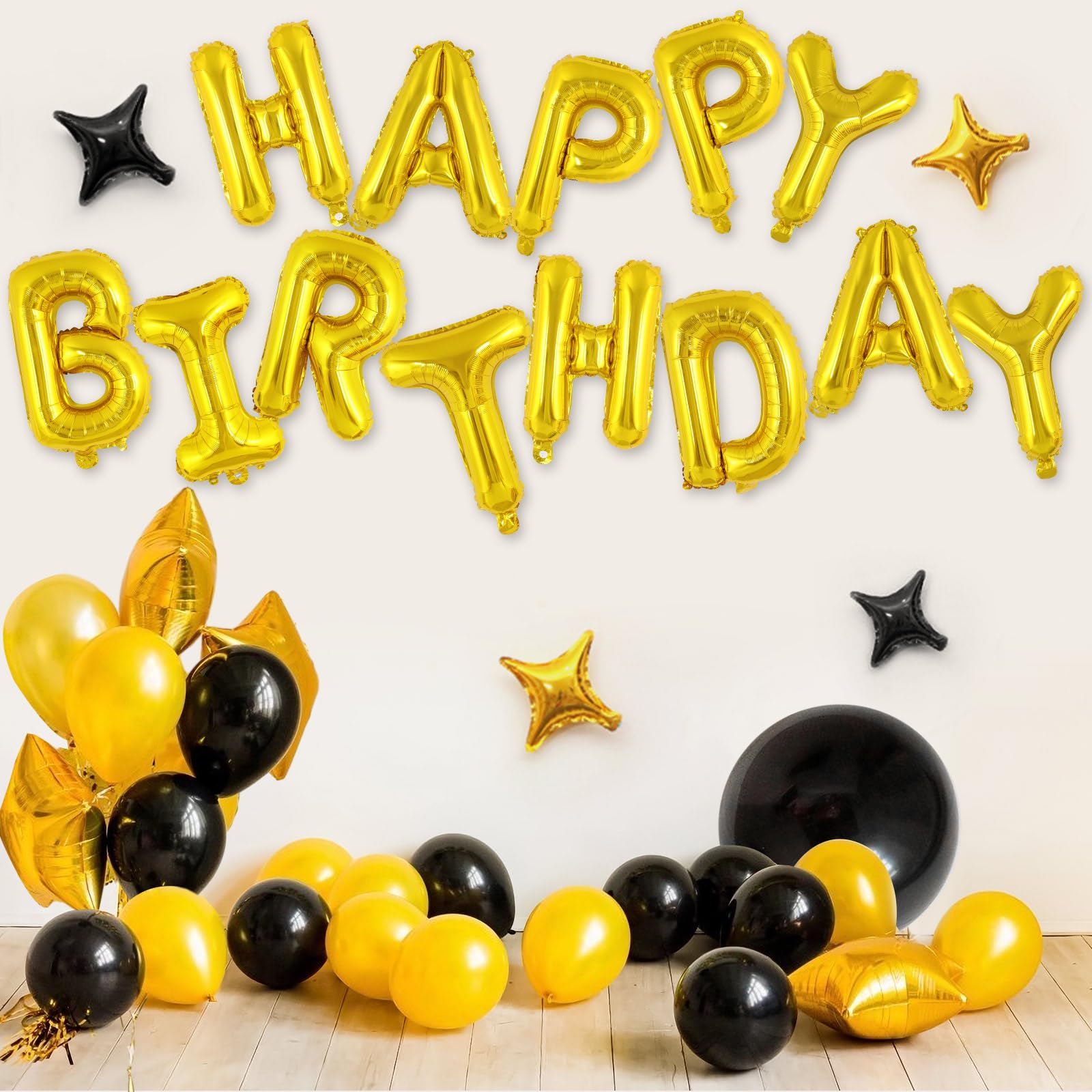 TOTAFAM Gold Happy Birthday Balloons Banner – Personalized Name Letters for Parties