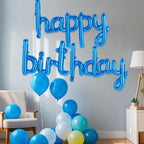 TOTAFAM Blue Happy Birthday Balloons Banner – Foil Letters & Personalized Name Signs (Small)