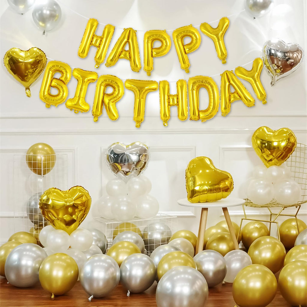 TOTAFAM Gold Happy Birthday Balloons Banner – Personalized Name Letters for Parties