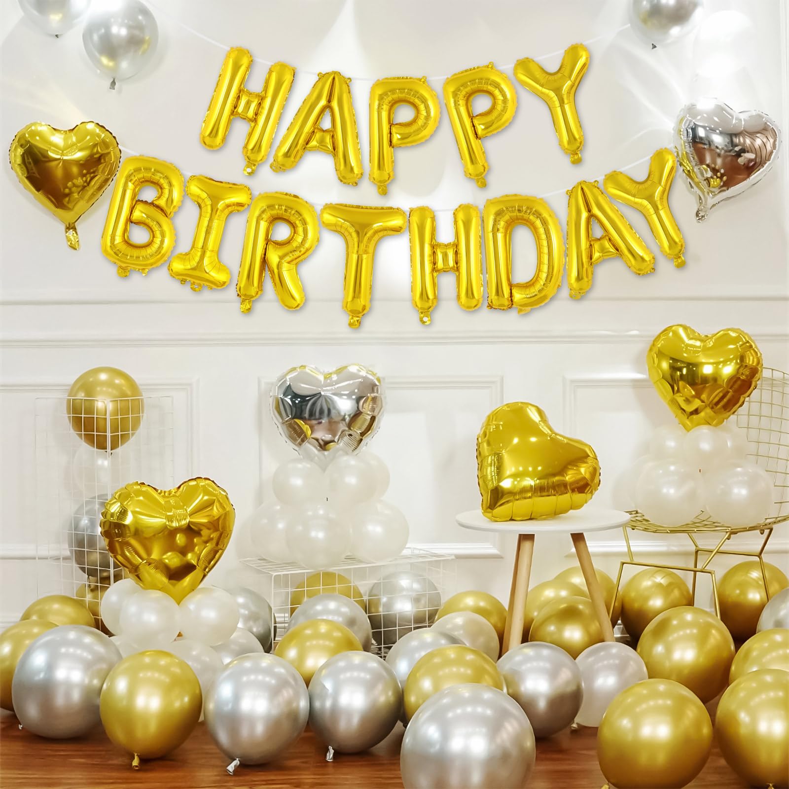 TOTAFAM Gold Happy Birthday Balloons Banner – Personalized Name Letters for Parties