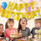 TOTAFAM Gold Happy Birthday Balloons Banner – Personalized Name Letters for Parties