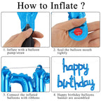 TOTAFAM Blue Happy Birthday Balloons Banner – Foil Letters & Personalized Name Signs (Small)