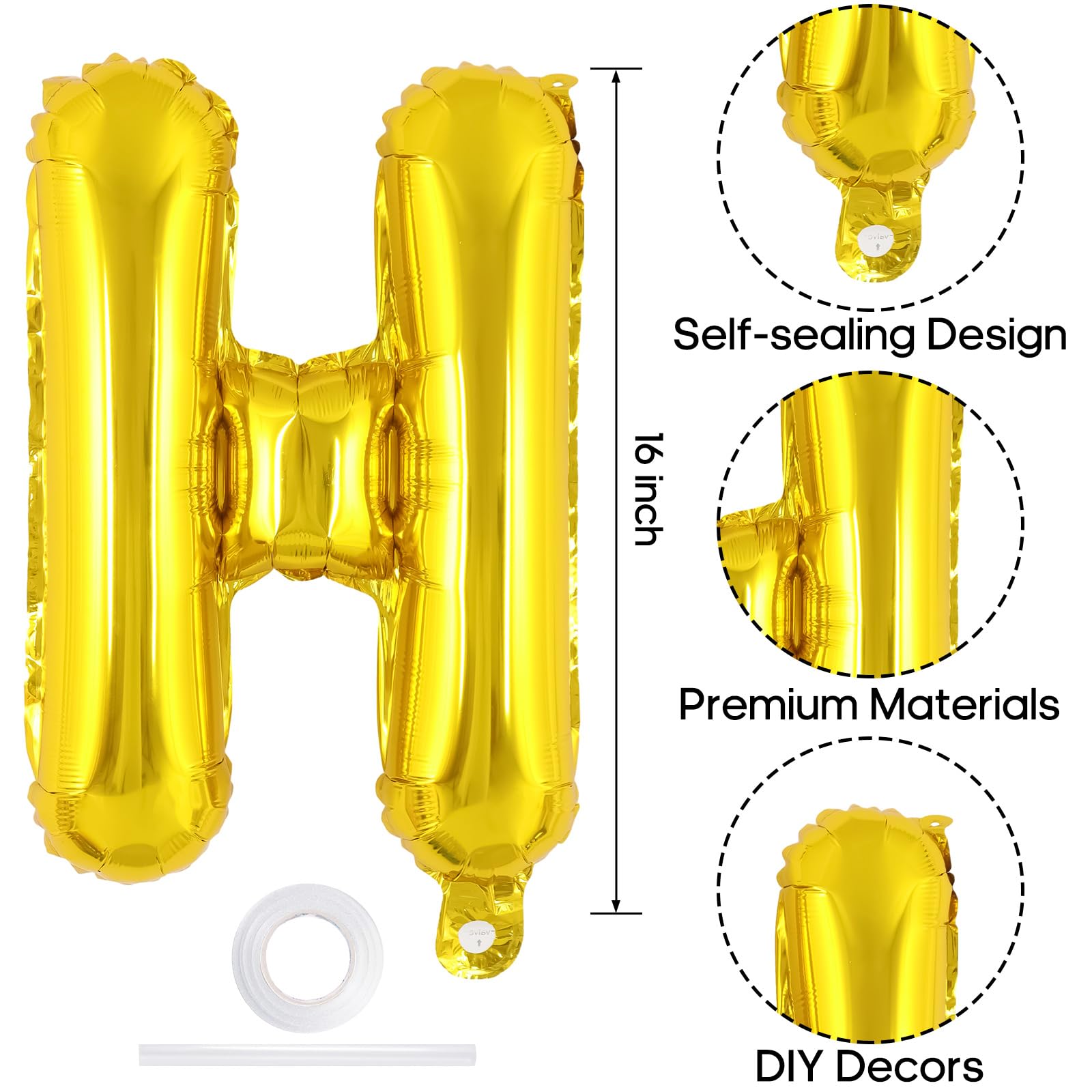 TOTAFAM Gold Happy Birthday Balloons Banner – Personalized Name Letters for Parties