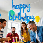 TOTAFAM Blue Happy Birthday Balloons Banner – Foil Letters & Personalized Name Signs (Small)