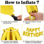 TOTAFAM Gold Happy Birthday Balloons Banner – Personalized Name Letters for Parties