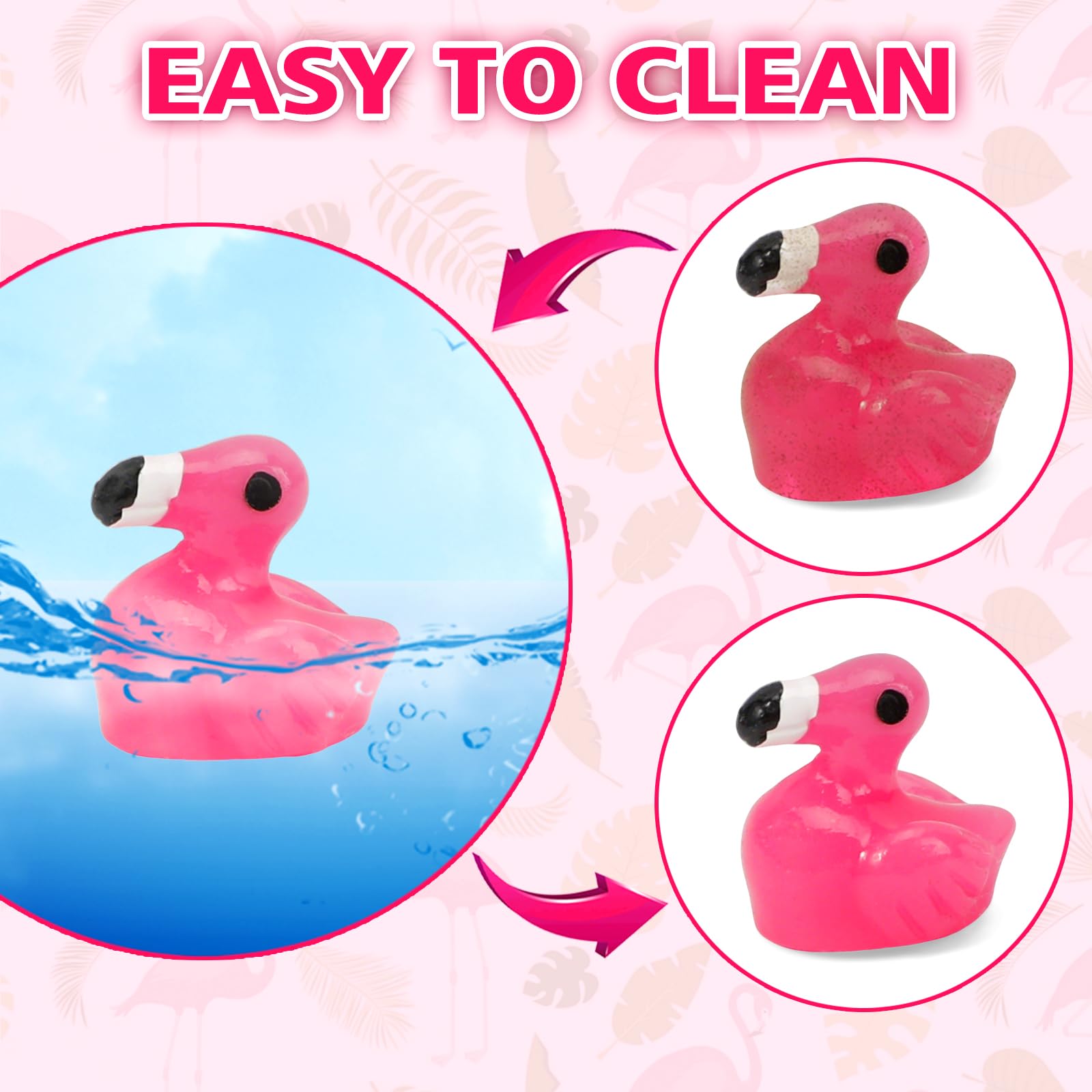 TOUCH TOP 200 Pcs Mini Resin Flamingo Ducks – Pink Flamingo Figurines for DIY Crafts, Cake Toppers & Party Decor