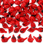 TOUCH TOP 60 Pcs Mini Resin Red Cardinal Bird Figurines for Crafts, Cake Toppers & Garden Decor