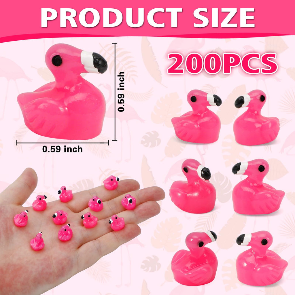 TOUCH TOP 200 Pcs Mini Resin Flamingo Ducks – Pink Flamingo Figurines for DIY Crafts, Cake Toppers & Party Decor