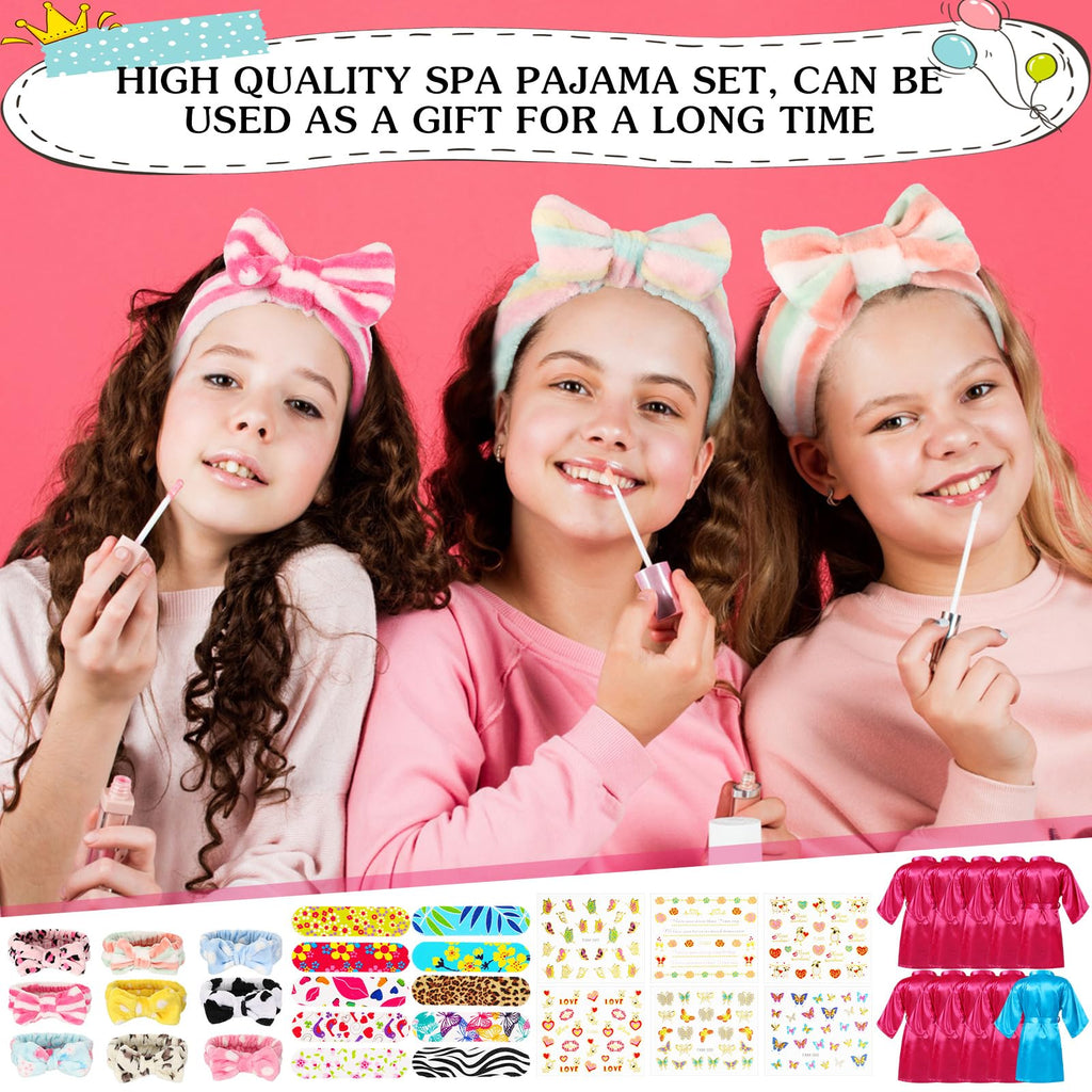 Toulite 10-Set Spa Party Kit — Satin Robes, Slippers, Nail Tools for Sleepovers