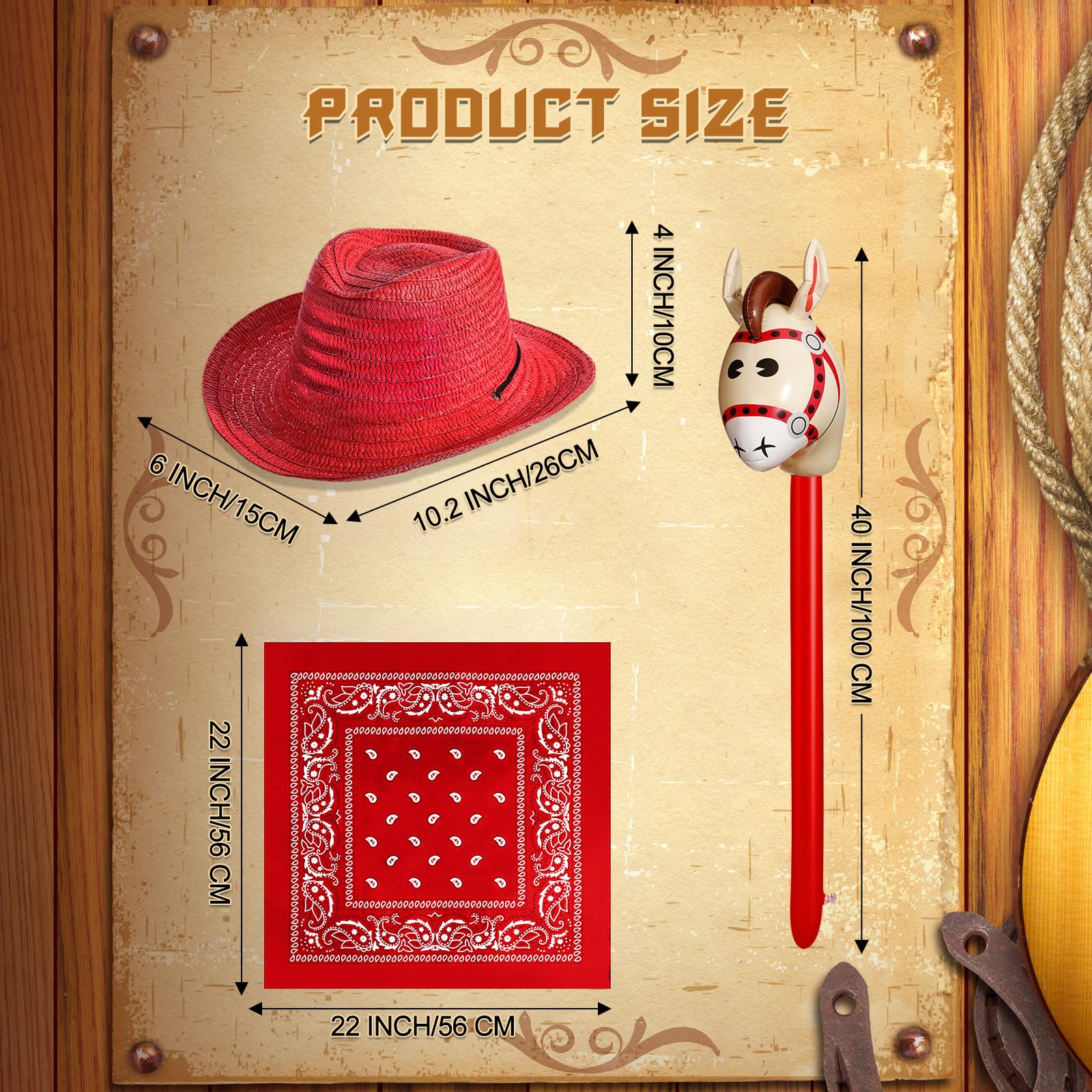 Toulite Western Cowboy Party Set – Hats, Bandanas & Inflatable Horses