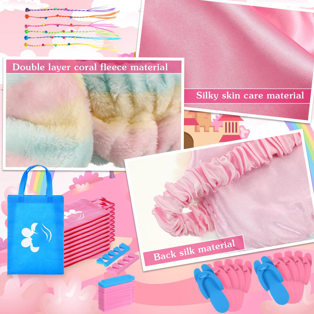 Toulite 10-Set Spa Party Kit – Satin Robes, Slippers & Nail Art for 10 Guests