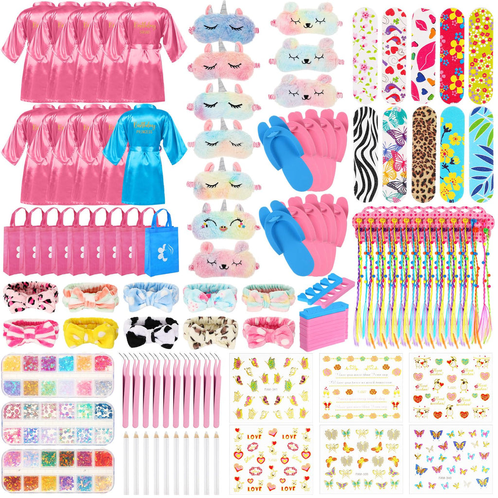 Toulite 10-Set Spa Party Kit – Satin Robes, Slippers & Nail Art for 10 Guests