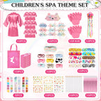 Toulite 10-Set Spa Party Kit – Satin Robes, Slippers & Nail Accessories (Pink)