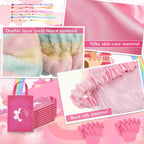 Toulite 10-Set Spa Party Kit – Satin Robes, Slippers & Nail Accessories (Pink)