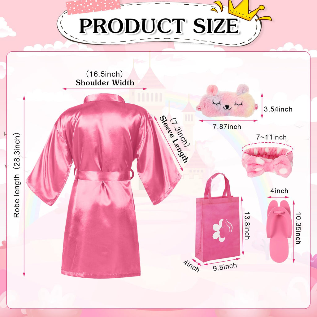 Toulite 10-Set Spa Party Kit – Satin Robes, Slippers & Nail Accessories (Pink)
