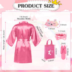 Toulite 10-Set Spa Party Kit – Satin Robes, Slippers & Nail Accessories (Pink)