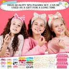 Toulite 10-Set Spa Party Kit – Satin Robes, Slippers & Nail Accessories (Pink)