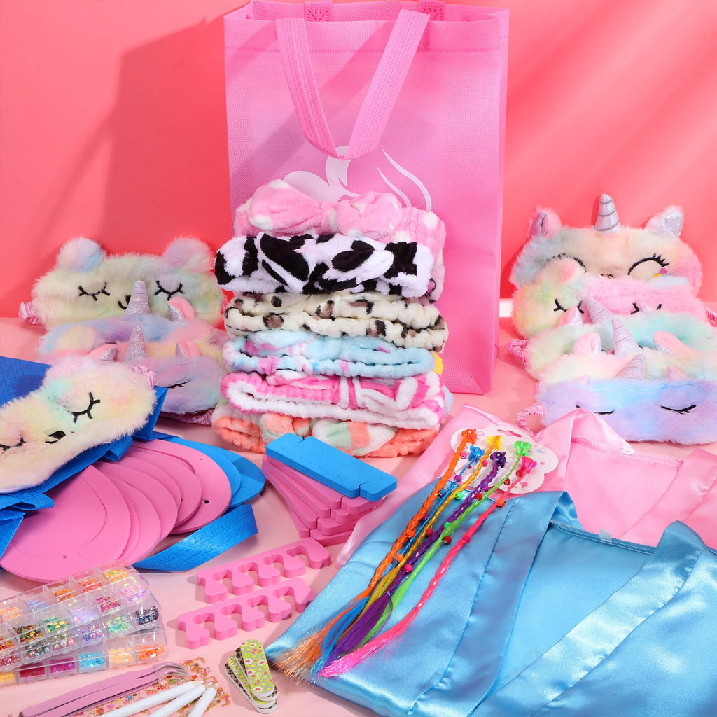 Toulite 10-Set Spa Party Kit – Satin Robes, Slippers & Nail Art for 10 Guests