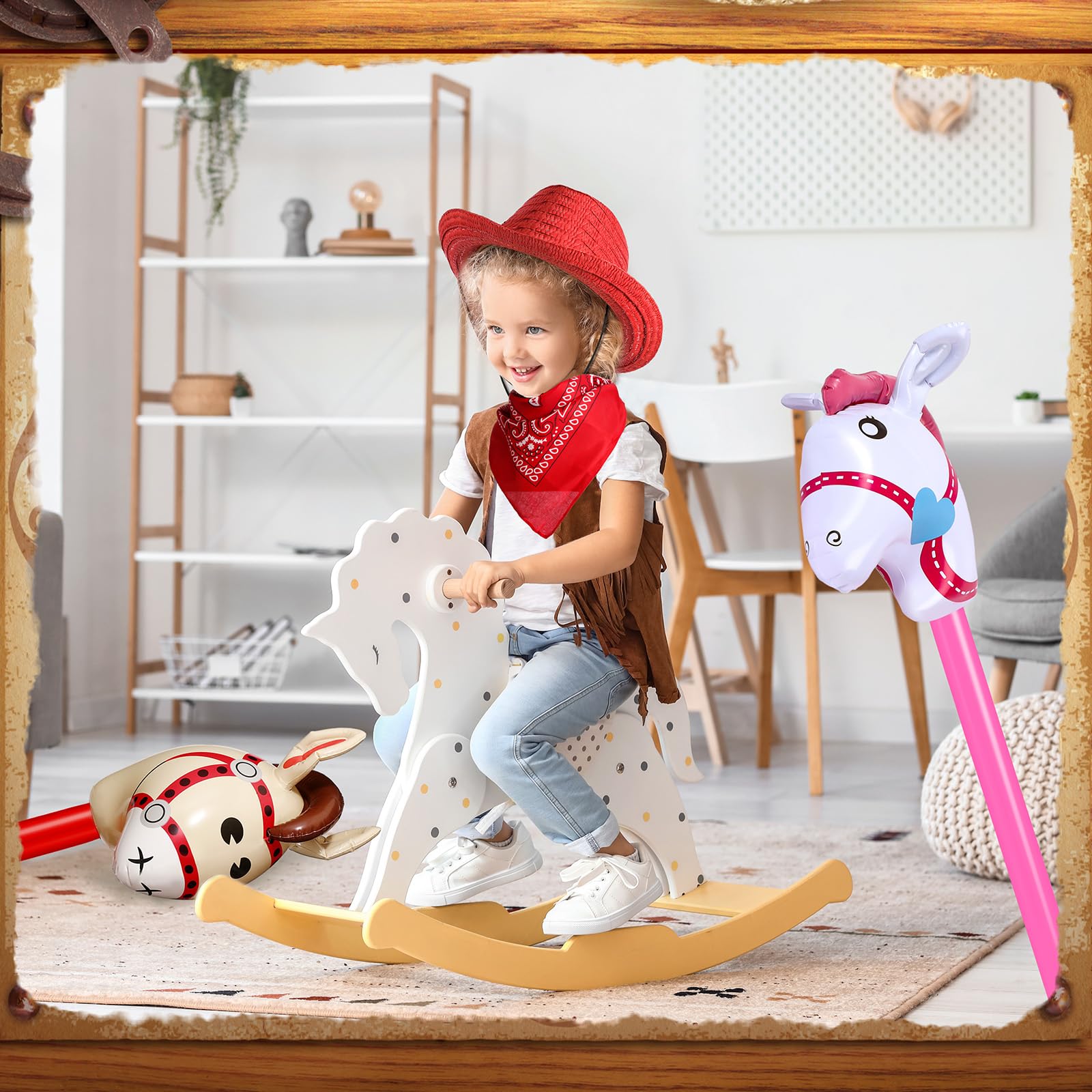 Toulite Western Cowboy Party Set – Hats, Bandanas & Inflatable Horses