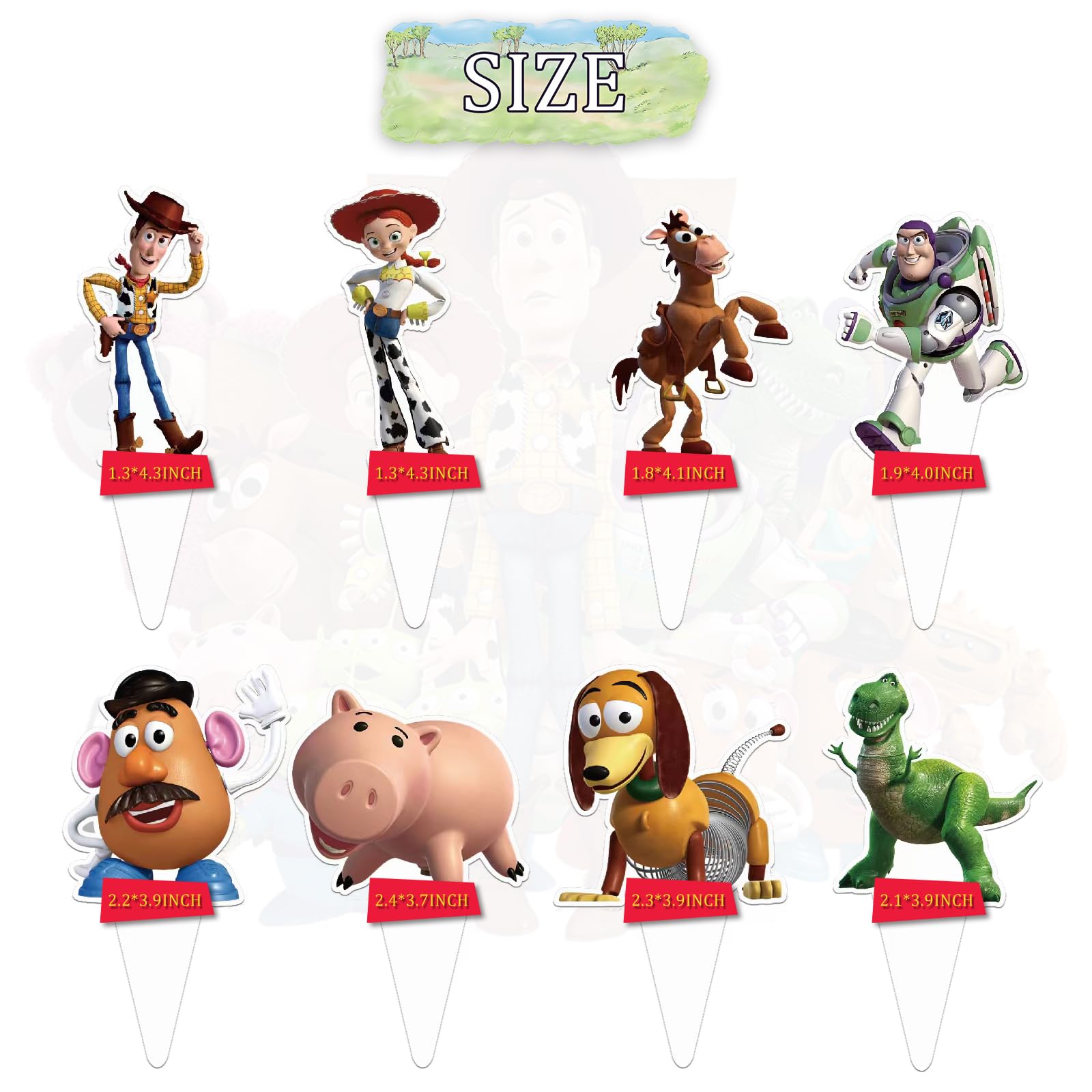 48Pcs Toy Inspired Story Cupcake Toppers – 8 Designs for Birthday Cakes & Cupcakes