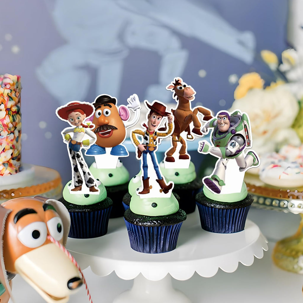 48Pcs Toy Inspired Story Cupcake Toppers – 8 Designs for Birthday Cakes & Cupcakes