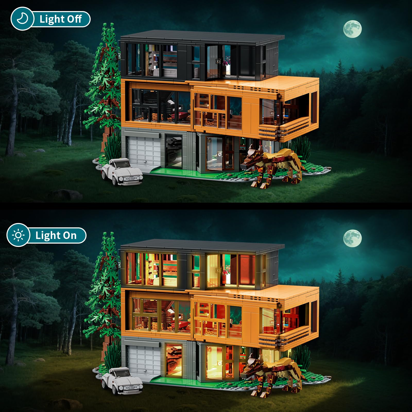 TOY PLAYER Forest House Building Set with Lights – Haunted Villa Architecture for Adults