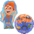 Toyland® 2 Pack Blippi Balloons - 29in Blippi Shaped Balloon & 18in Round Characters for Kids Parties