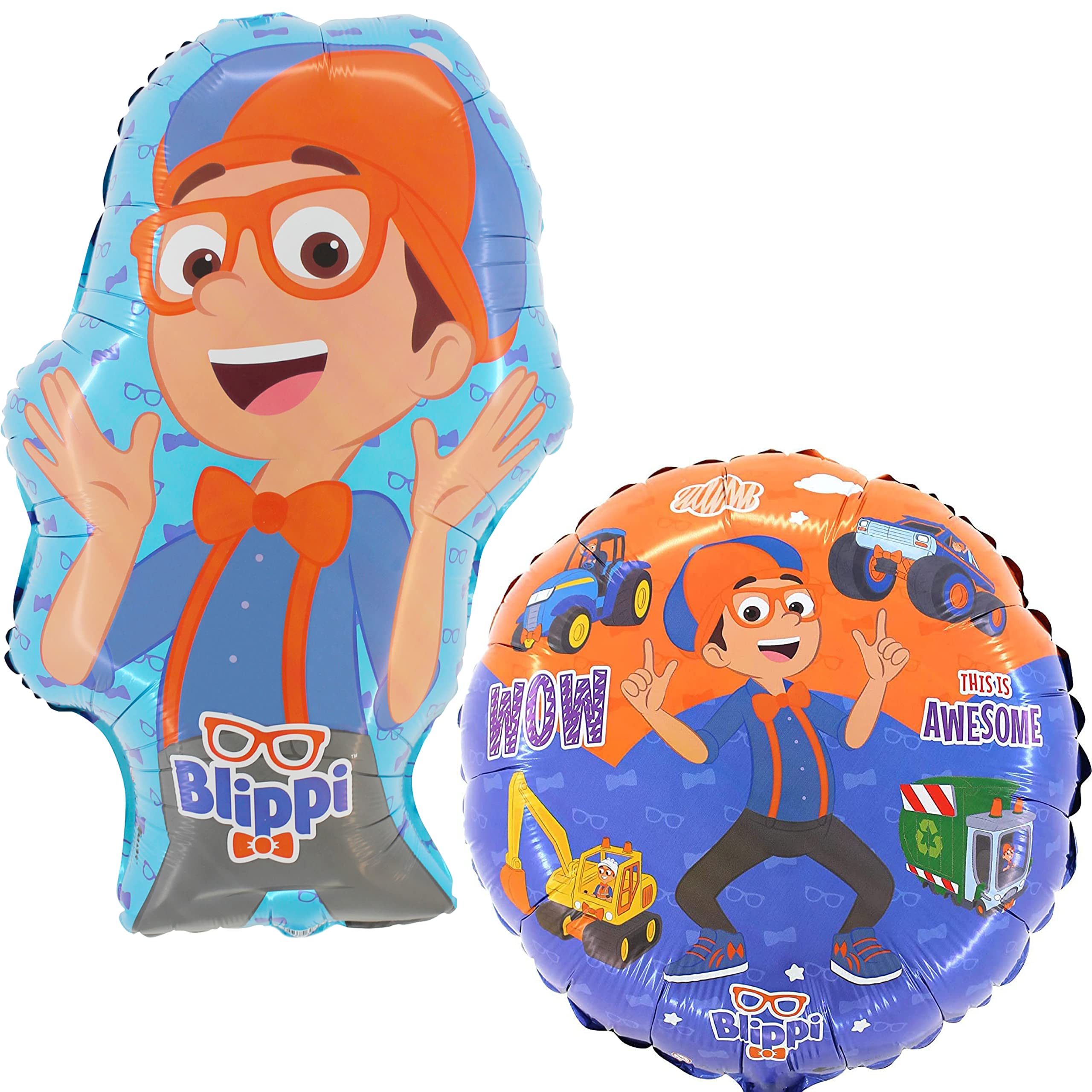 Toyland® 2 Pack Blippi Balloons - 29in Blippi Shaped Balloon & 18in Round Characters for Kids Parties
