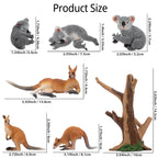 Toymany 7PCS Australian Wildlife Figurines – Koala & Kangaroo Set for Play, Cake Toppers, and Learning