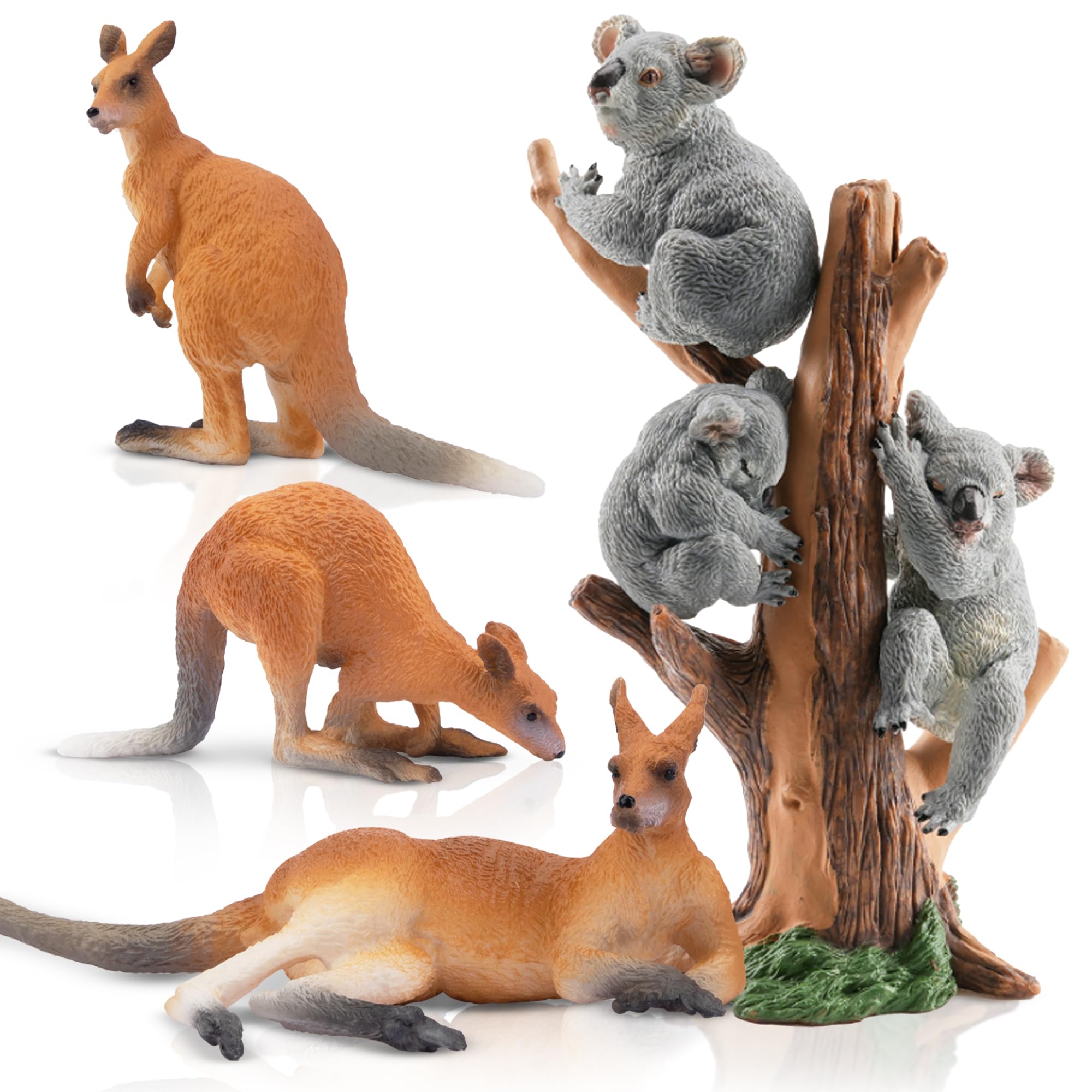 Toymany 7PCS Australian Wildlife Figurines – Koala & Kangaroo Set for Play, Cake Toppers, and Learning