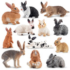 Toymany 12-Piece Easter Bunny Figures – Kids' Farm Animal Toys, Cake Toppers & Party Favors