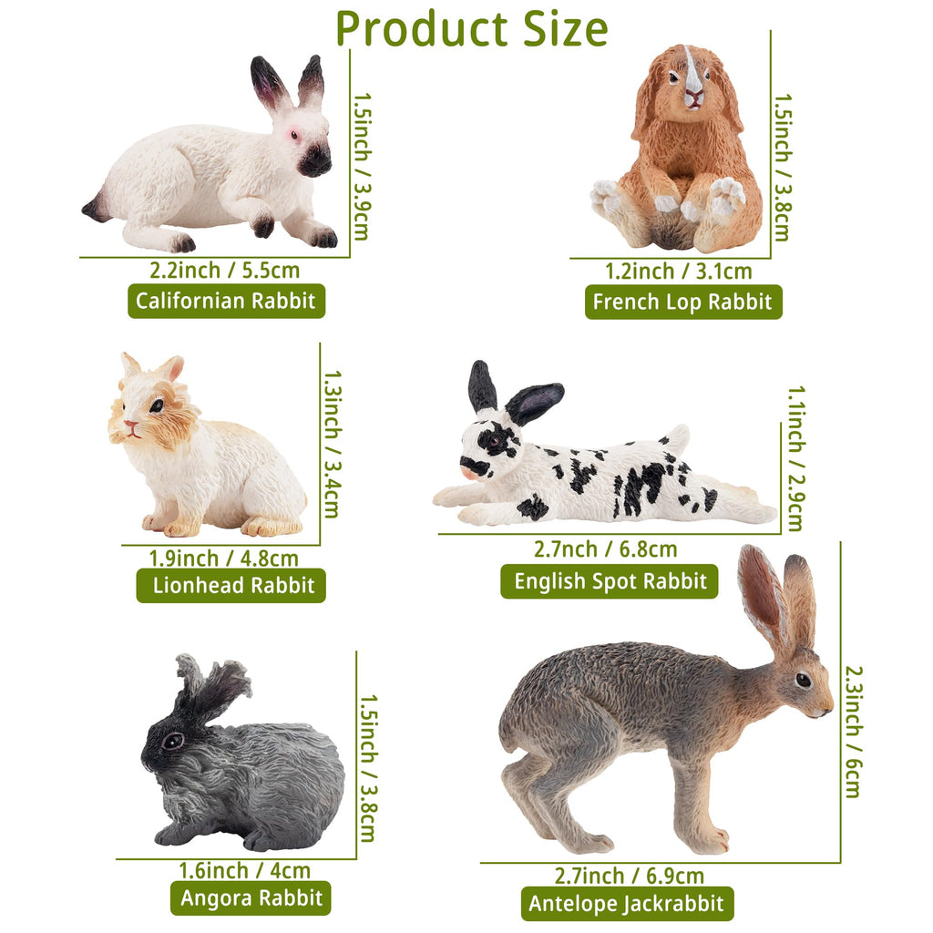 Toymany 12-Piece Easter Bunny Figures – Kids' Farm Animal Toys, Cake Toppers & Party Favors
